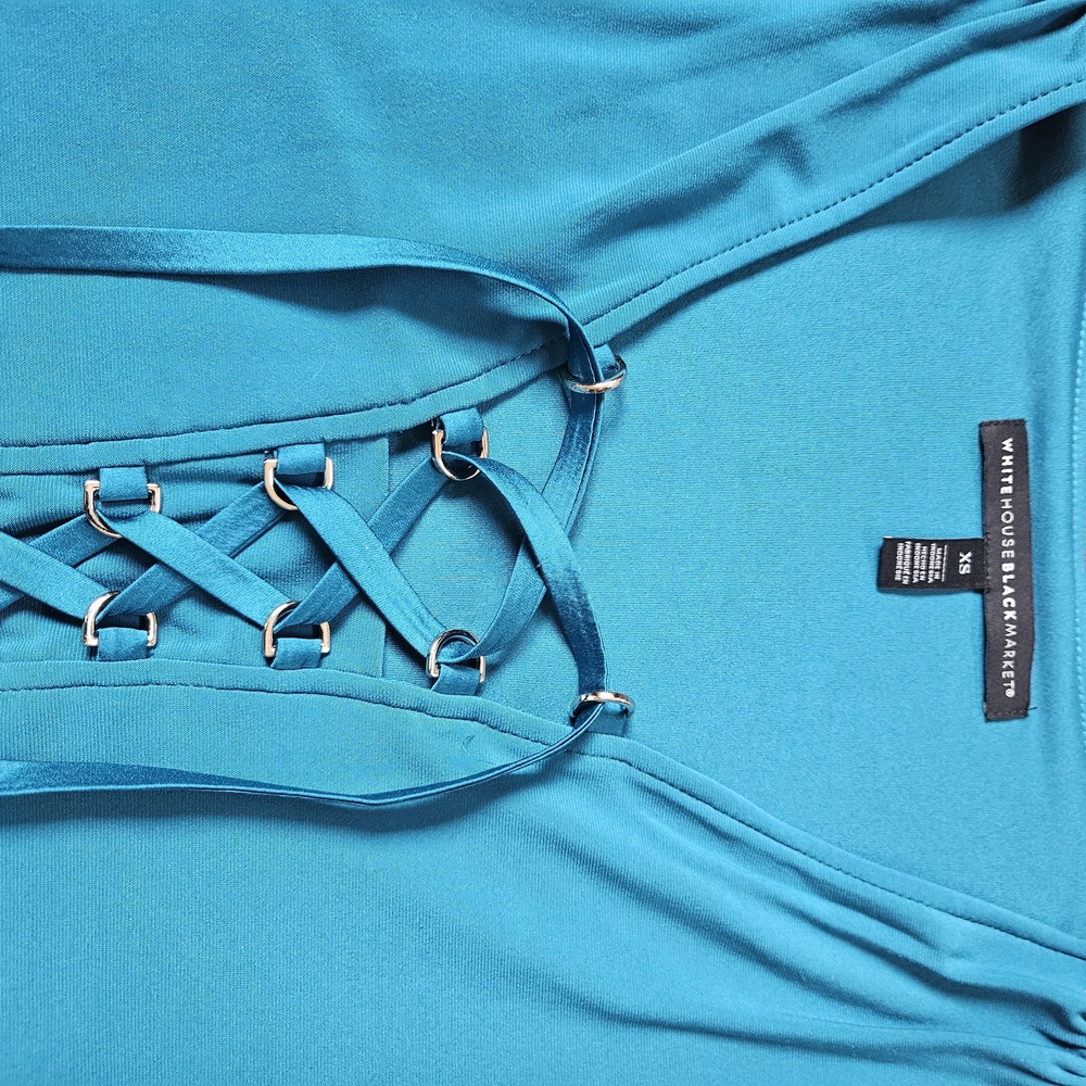 Teal Turquoise Lace-Up Tank Top - Picture 3 of 6